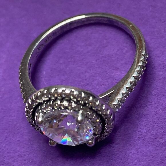 💛 Classic Sterling Silver CZ Halo Ring - Picture 4 of 5